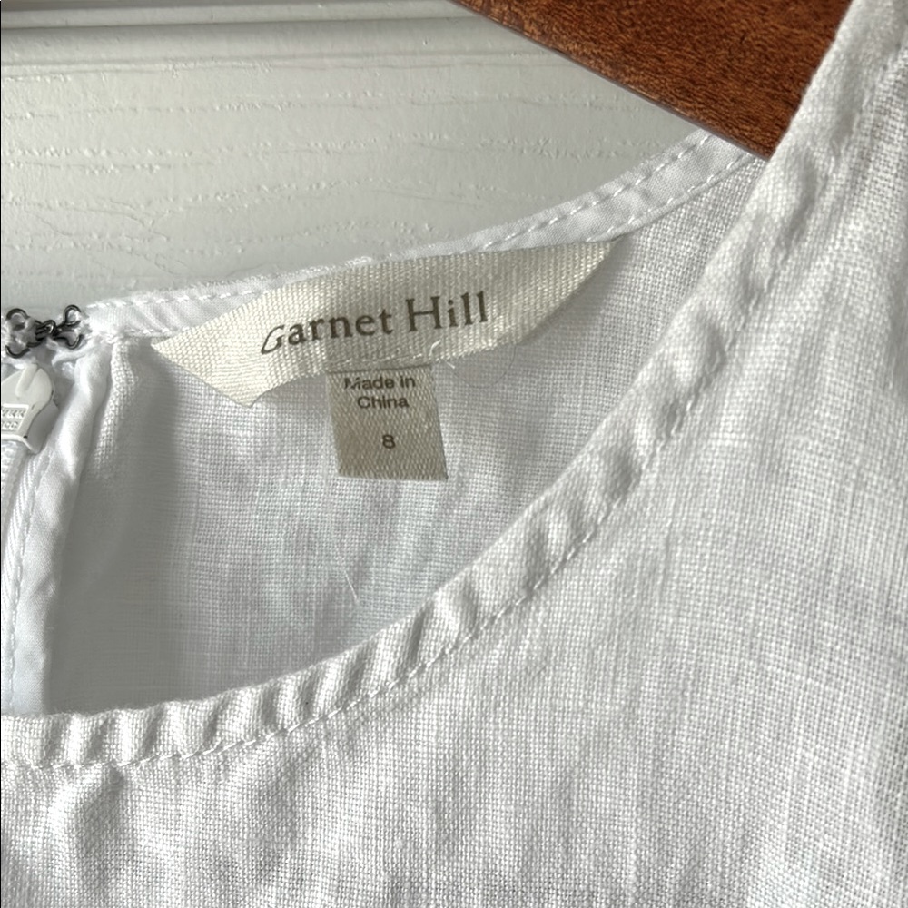 Garnet Hill Linen Fringe-Hem A-Line Dress white size 8 - Picture 5 of 9